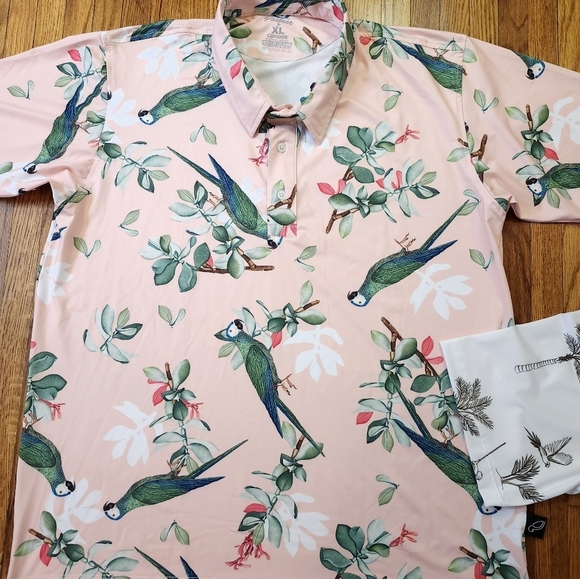CONDOR Mens Performance Golf Polos Size XL Parrots Pink White Partner - Picture 2 of 10